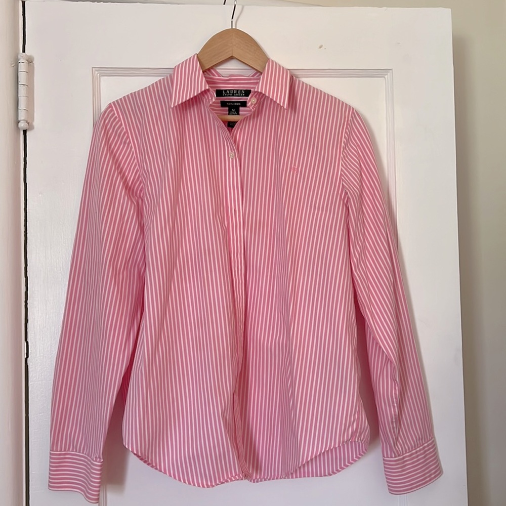 Ralph Lauren Size 10 pink and white shirt